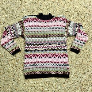 VTG Rare Forenza 80s 90s Chunky Knit Colorful Funky Striped Long Sweater Size L